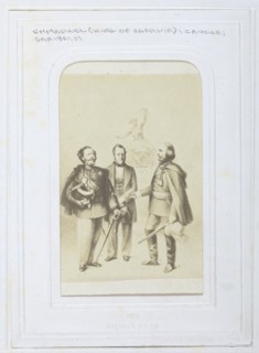 Victor Emmanuel II King of Sardinia, Giuseppe Garibaldi and Camillo Benso, Count of Cavour, 1860-69. Creator: Unknown.