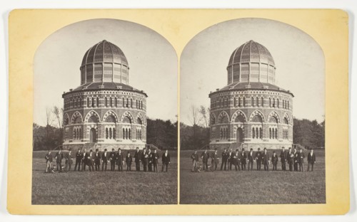 Untitled [group of men in front of the Nott Memorial Hall,...Schenectady, New York], 1875/99.  Creator: Unknown.