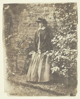 Mrs. Craik Leaning Against Wall and Bushes, 1848/60. Creators: Unknown, Benjamin Mulock.