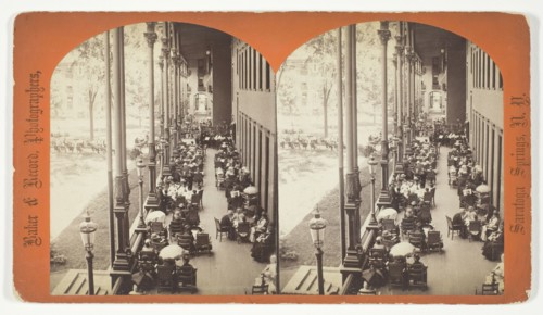 Untitled [Rear Piazza, Grand Union Hotel, Saratoga, N.Y.], late 19th century.  Creator: Baker & Record.