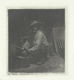 Kneeling Mason, February- March 1854, printed 1982. Creator: Charles Nègre.