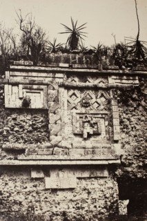 Uxmal, Indian Bas Relief, Nun's Palace  (Uxmal, Bas Relief de l'Indien, Palais des Nonnes), 1860. Creator: Désiré Charnay.
