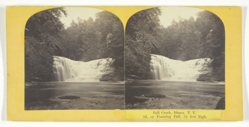 Fall Creek, Ithaca, N.Y. 3d. or Foaming Fall, 35 feet high, 1860/65. Creator: J. C. Burritt.