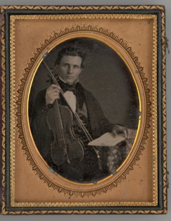 Untitled (Portrait of a Man Holding a Violin and Bow), 1853. Creator: J. P. Lusenring.