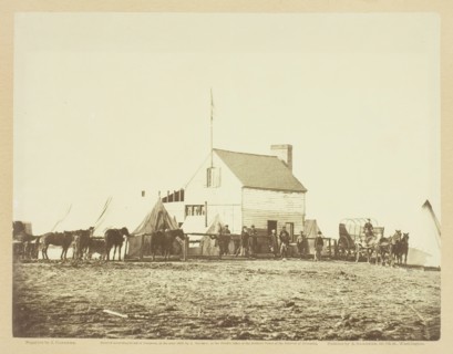 The Shebang, or Quarters of U.S. Sanitary Commission, Brandy Station, November 1863. Creator: James Gardner.