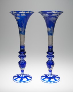 Two Vases, Bohemia, Mid 19th century. Creator: Bohemia Glass.