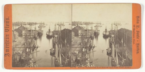 Boston Harbor and East Boston, from State Street Block, 1861/88. Creator: John P. Soule.