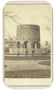 Untitled (stone turret with boys), 1850-1880s.  Creator: Joshua Appleby Williams.