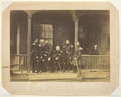 Lieutenant General Scott, General-in-Chief, U.S. Army and Staff, 1861. Creator: Mathew Brady.