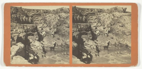 Untitled [group of people in a rocky landscape], late 19th century. Creator: O.H. Copeland.