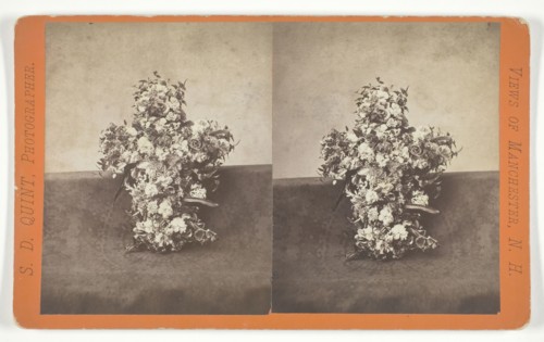 Untitled [floral tribute in the shape of a cross], mid 19th century. Creator: S.D. Quint.