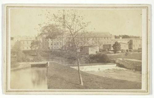 Untitled (river with falls and factory building), mid-late 19th century.  Creator: T. Holmes.