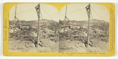 Placer Mining, Columbia, Tuolumne County. The Main Claim, 1866. Creator: Lawrence & Houseworth.