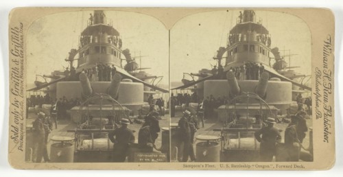 Sampson's Fleet. U.S. Battleship "Oregon", Forward Deck, 1898. Creator: William H Rau.