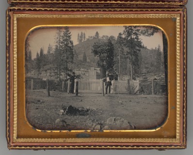 Untitled (Two Men Wearing Top Hats, Leaning on a White Picket Fence), 1853. Creator: William J. Shew.