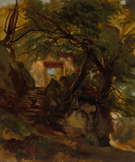 Staircase in the Park of Villa Chigi di Ariccia, 1844/1845. Creator: Alexandre Calame.