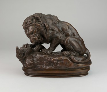 Lion Fighting a Serpent, 1847/55. Creator: Antoine-Louis Barye.