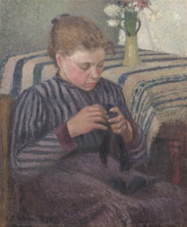 Woman Mending, 1895. Creator: Camille Pissarro.