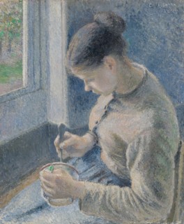 Young Peasant Having Her Coffee, 1881. Creator: Camille Pissarro.