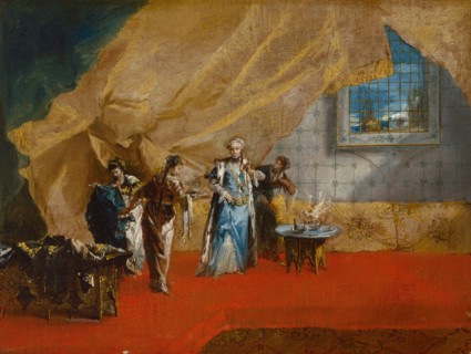 Interior: A Sultana taking Coffee in the Harem, 1742/43. Creator: Antonio Guardi.