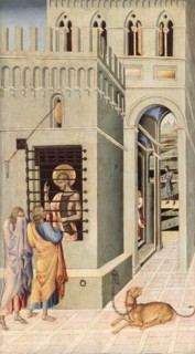 Saint John the Baptist in Prison Visited by Two Disciples, 1455/60. Creator: Giovanni di Paolo.