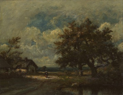 The Cottage by the Roadside, Stormy Sky, c. 1860. Creator: Jules Dupré.