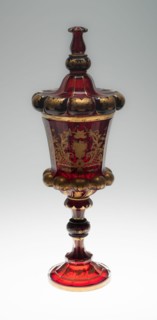 Covered Vase, Bohemia, Mid 19th century. Creator: Bohemia Glass.
