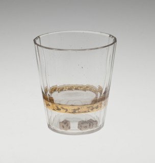 Beaker (Zwischengoldglas) Incorporating Three Dice, Bohemia, c. 1730. Creator: Bohemia Glass.