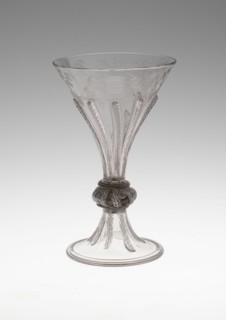 Goblet Engraved with Hunting Scenes, Bohemia, c. 1680. Creator: Bohemia Glass.