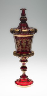 Covered Vase, Bohemia, Mid 19th century. Creator: Bohemia Glass.
