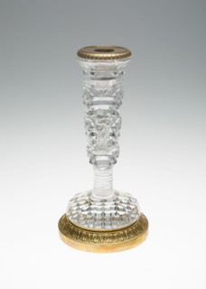 Candlestick with Madonna and Child, Bohemia, c. 1835/40. Creator: Bohemia Glass.