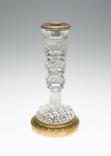 Candlestick with Madonna and Child, Bohemia, c. 1835/40. Creator: Bohemia Glass.