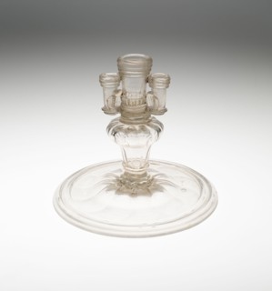 Candlestick with Three Nozzles, Bohemia, 18th century. Creator: Bohemia Glass.
