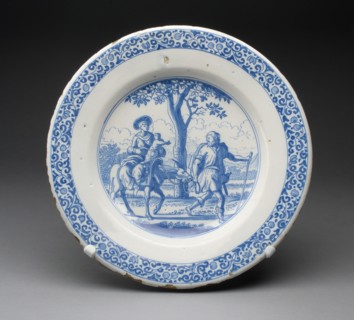 Plate depicting The Flight into Egypt, Delft, c. 1650/60. Creator: Delftware.
