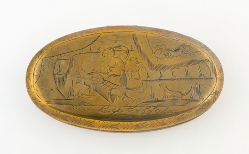 Tobacco Box with Scene of Venus and Adonis, England, early 18th century. Creator: Unknown.