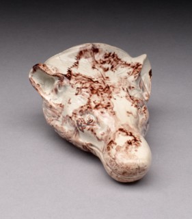 Rhyton Cup in the form of a Fox, Staffordshire, c. 1750. Creator: Staffordshire Potteries.