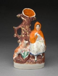 Chimney Ornament: Little Red Riding Hood, Staffordshire, c. 1830. Creator: Staffordshire Potteries.