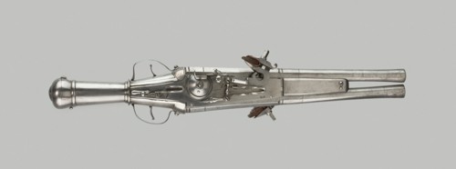Double-Barrel Wheellock Pistol, Germany, c. 1570. Creator: Unknown.
