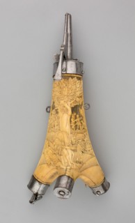 Powder Flask Carved with the Parable of the Good Samaritan, Southern Germany, 1570/1600. Creator: Unknown.