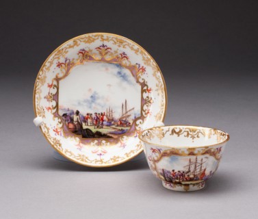 Tea Bowl and Saucer, Meissen, 1730/35. Creator: Meissen Porcelain.