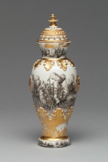 Vase and Cover (one of a pair), Meissen, 1715/20. Creator: Meissen Porcelain.
