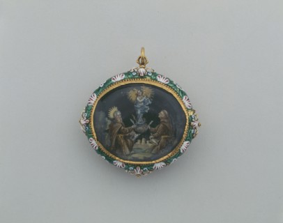 Double-Sided Pendant with the Virgin Immaculate with Ramon Llull and Duns Scotus..., c1675-c1750. Creator: Unknown.