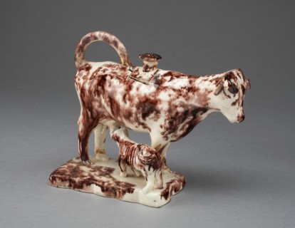 Cow Creamer with Calf, Staffordshire, 1770/95. Creator: Staffordshire Potteries.