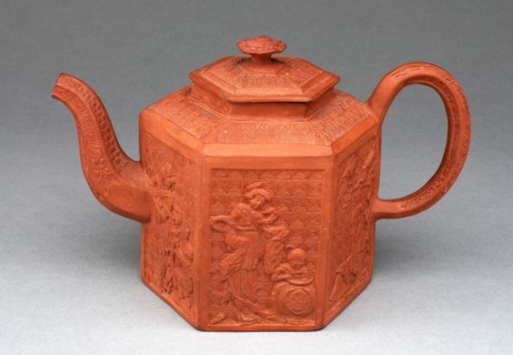 Hexagonal Teapot, Staffordshire, c. 1770. Creator: Staffordshire Potteries.