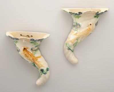 Pair of Wall Pockets, Staffordshire, 1770/80. Creator: Staffordshire Potteries.