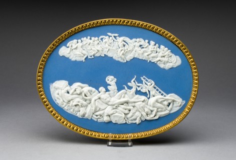 Plaque with Jupiter Battling Titans, Burslem, c. 1800. Creator: Wedgwood.