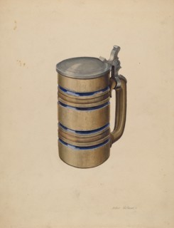 Stoneware and Pewter Beer Mug, c. 1934. Creator: Arthur Matthews.