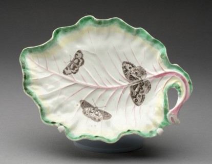 Tobacco Leaf Dish, Worcester, c. 1760. Creator: Royal Worcester.