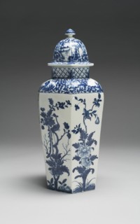 Vase with Cover (one of a pair), Worcester, c. 1760. Creator: Royal Worcester.