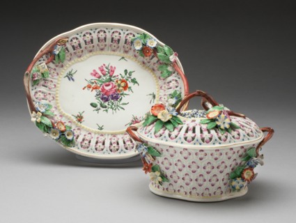 Chestnut Basket and Stand, Worcester, c. 1760. Creator: Royal Worcester.